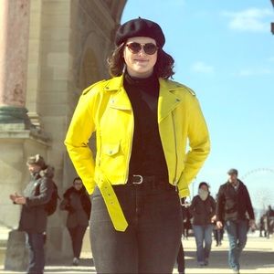 Bright Yellow Faux Leather Jacket